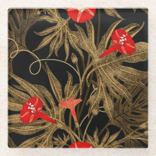 Dessous-de-verre En Verre Plante d'Escalades Ivy : Vintage doré.