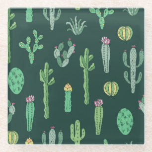 Dessous-de-verre En Verre Plantes de Cactus : Arrière - plan Vintage sans co