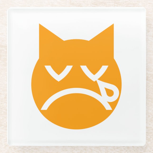 Dessous-de-verre En Verre Pleurer le chat Emoji (Devant)