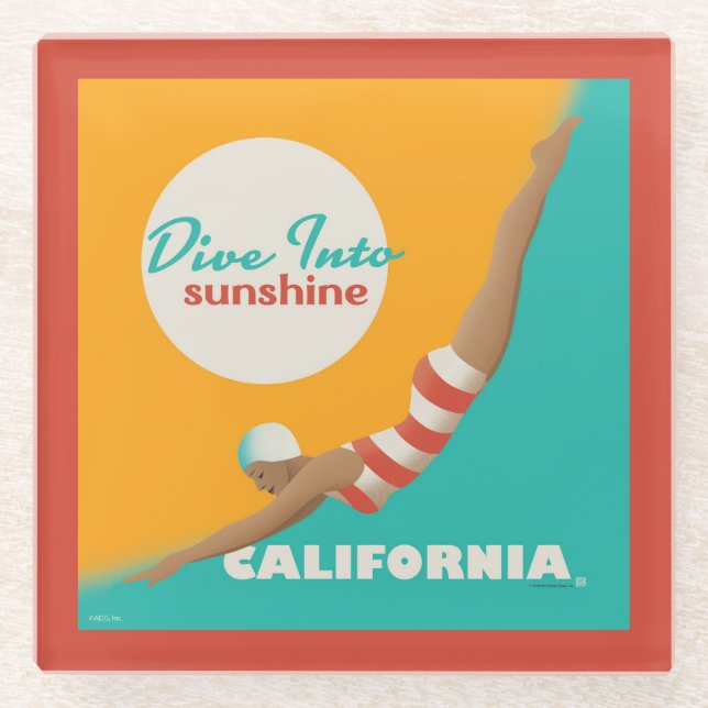 Dessous-de-verre En Verre Plongez Dans Le Soleil | Californie (Devant)
