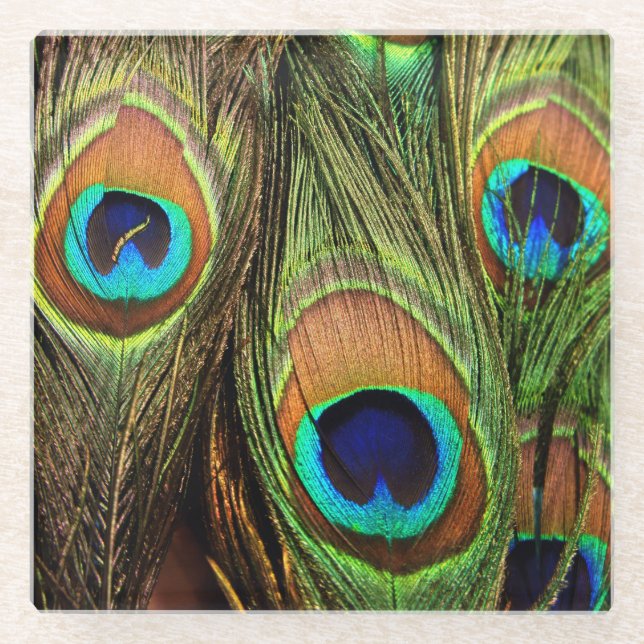 Dessous-de-verre En Verre Plumes de paon (Devant)