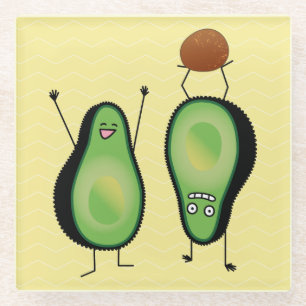 Dessous-de-verre En Verre Poignée verte de stand d'applaudissements amusant 