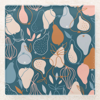 Dessous-de-verre En Verre Poire élégante : Motif noir scandinave