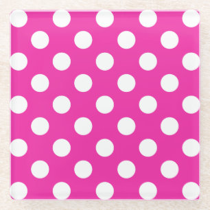 Dessous-de-verre En Verre Pois blancs sur fuchsia