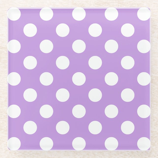 Dessous-de-verre En Verre Pois blancs sur lilas (Devant)