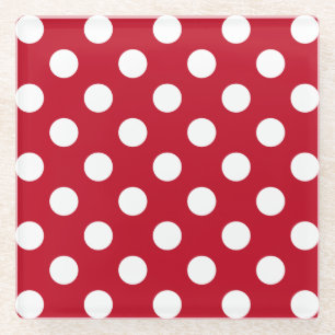 Dessous-de-verre En Verre Pois blancs sur rouge