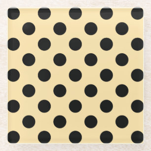 Dessous-de-verre En Verre Pois noirs sur jaune pâle