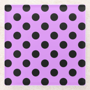 Dessous-de-verre En Verre Pois noirs sur lilas