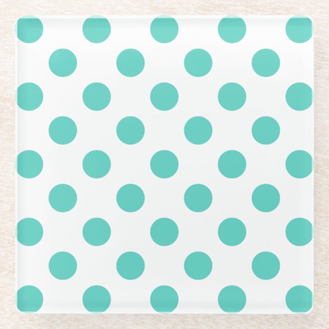 Dessous-de-verre En Verre Pois turquoise (Devant)