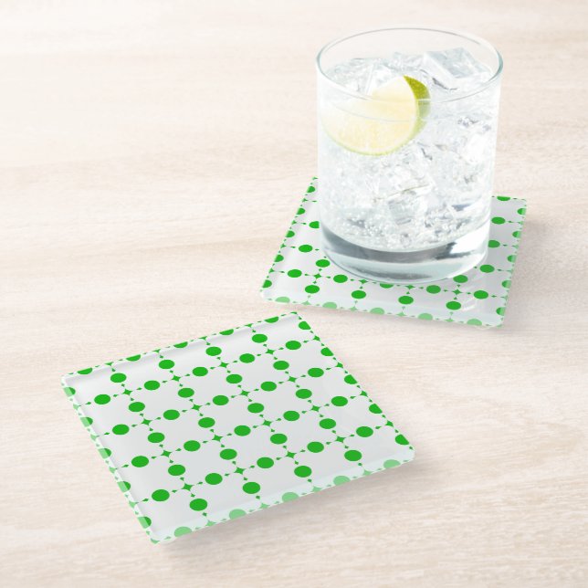 Dessous-de-verre En Verre Pois verts, Motif à points Polka, points, pointill (Incliné)