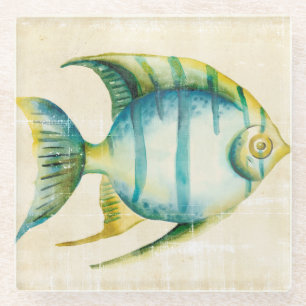 Dessous-de-verre En Verre Poissons bleus et jaunes d'aquarium