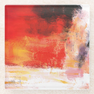 Dessous-de-verre En Verre Polar rouge - Peinture artistique Abstraite