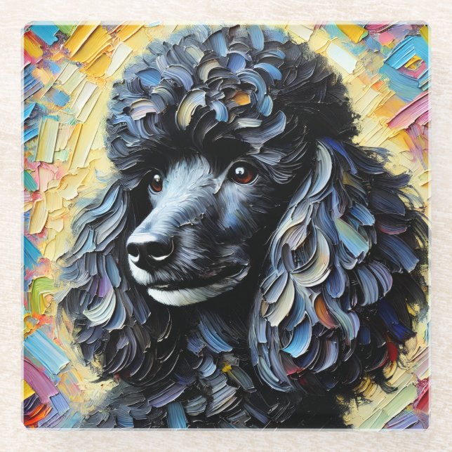 Dessous-de-verre En Verre Poodle noir (Devant)