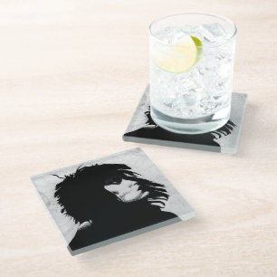 Dessous-de-verre En Verre Portrait de déesse gothique Art original Noir Blan