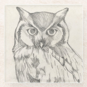 Dessous-de-verre En Verre Portrait de hibou - croquis