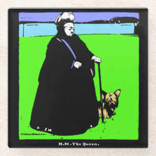 Dessous-de-verre En Verre Portrait de la reine Victoria et Yorkie Dog