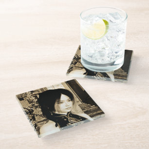 Dessous-de-verre En Verre Portrait d'une femme asiatique vintage