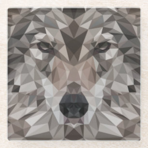 Dessous-de-verre En Verre Portrait géométrique Wolf Lone