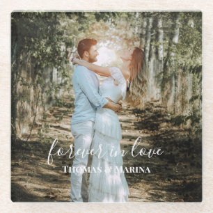 Dessous-de-verre En Verre Portrait Mariage personnalisé Calligraphie moderne