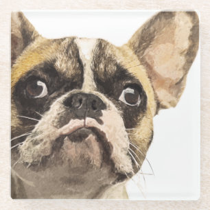 Dessous-de-verre En Verre Portrait peint de bouledogue français