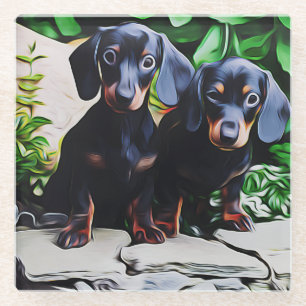 Dessous-de-verre En Verre Poster d'anniversaire du Jardin d'été de Chien Dac