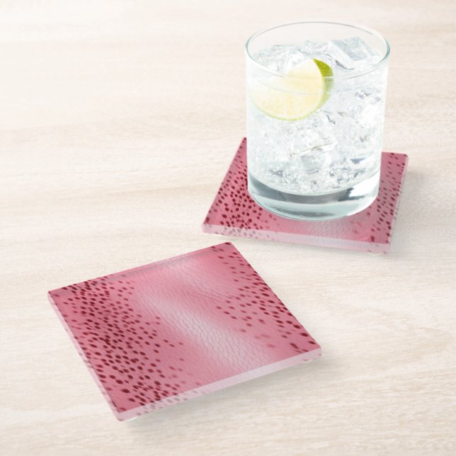 Dessous-de-verre En Verre Poster de animal léopard rose (Incliné)