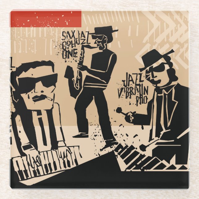Dessous-de-verre En Verre Poster du groupe de jazz vintage : Design Cool (Devant)