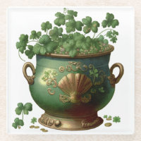 POT IRLANDAIS VERT & OR DE SHAMROCKS & VINES