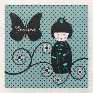 Dessous-de-verre En Verre Pot Polka japonais personnalisé