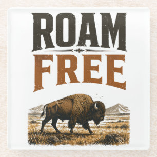 Dessous-de-verre En Verre Prairie de bisons sauvages 'Roam Free' - Aventure