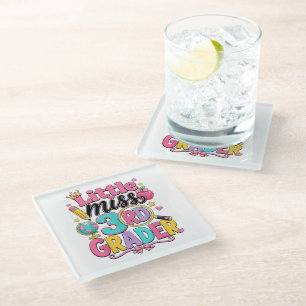 Dessous-de-verre En Verre Premier jour de la troisième petite Miss 3e année