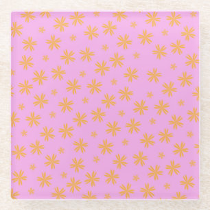 Dessous-de-verre En Verre Preppy Orange Rose Hippie Motif