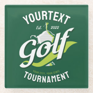 Dessous-de-verre En Verre Pro Golfer NAME Golf Trophée Tournoi de golf