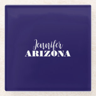 Dessous-de-verre En Verre Professionnel élégant moderne minimaliste bleu fon