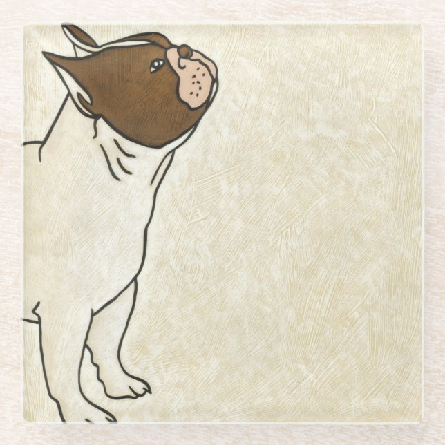Dessous-de-verre En Verre Profil de French Bulldog En tête (Devant)