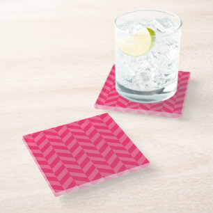 Dessous-de-verre En Verre Protection de table élégante Chevron rose