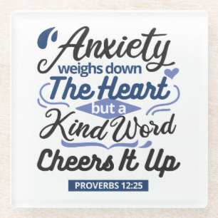 Dessous-de-verre En Verre Proverbes 12:25 Verset de la Bible – Art de mots g