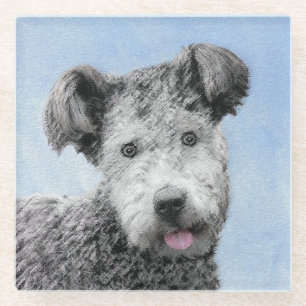 Dessous-de-verre En Verre Pumi Peinture - Cute Original Chien Art