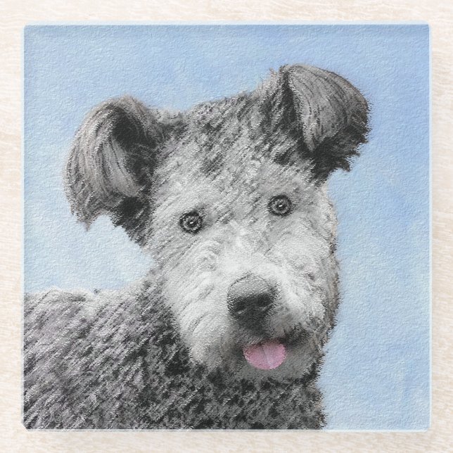 Dessous-de-verre En Verre Pumi Peinture - Cute Original Chien Art (Devant)