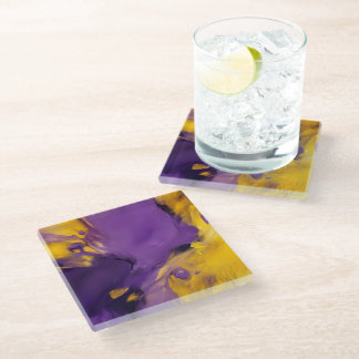 Dessous-de-verre En Verre Purple and Gold Abstract