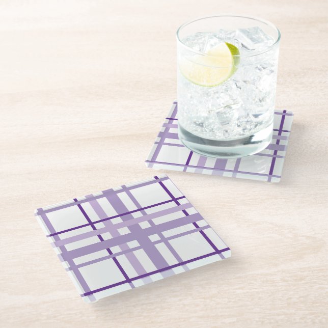 Dessous-de-verre En Verre Purple Stripes Pattern  (Incliné)