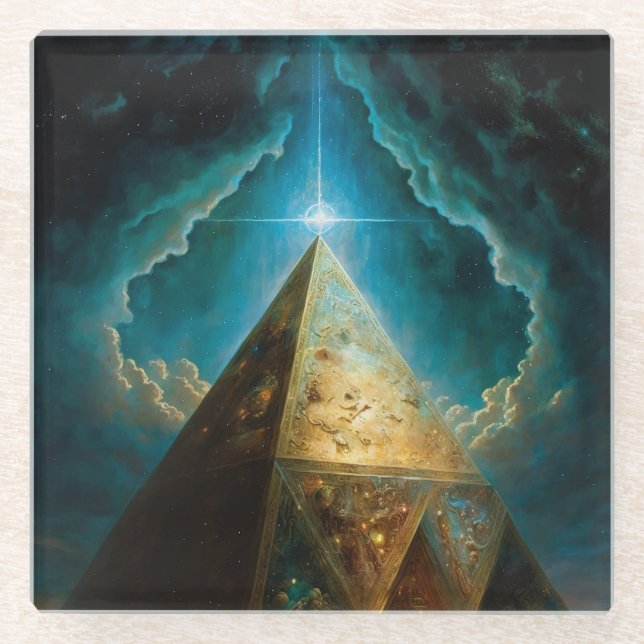 Dessous-de-verre En Verre Pyramide mystique Art Visionnaire (Devant)