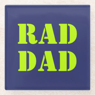 Dessous-de-verre En Verre Rad Papa néon vert marine bleu typographie moderne