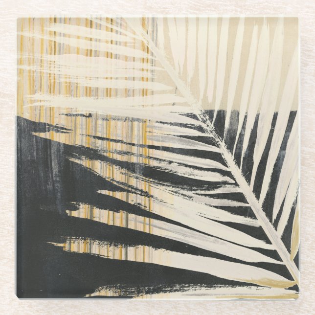 Dessous-de-verre En Verre Raffie d'or - Franges de palme (Devant)