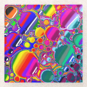 Dessous-de-verre En Verre Rainbow Blast Art Abstrait