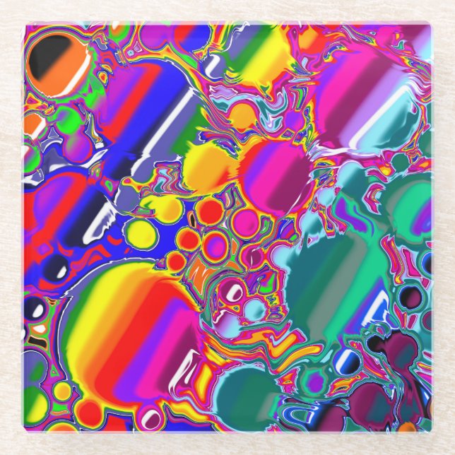 Dessous-de-verre En Verre Rainbow Blast Art Abstrait (Devant)