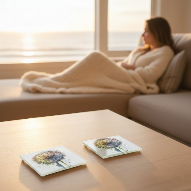 Dessous-de-verre En Verre Rainbow Dandelion (Créateur téléchargé)