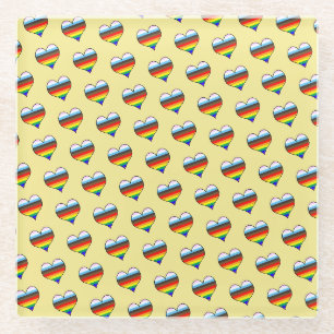 Dessous-de-verre En Verre Rainbow Heart Motif