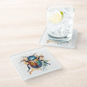Dessous-de-verre En Verre Rainbow Scarab