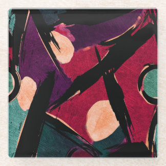 Dessous-de-verre En Verre Rainbow Streaks : Texture acrylique Abstraite